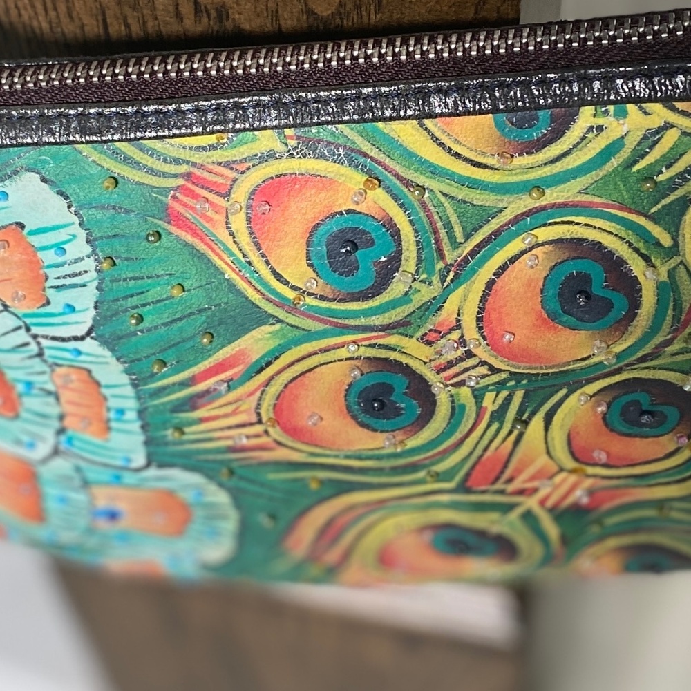 Shariff Peacock Purse with New Crossbody Chain - Picture 7 of 13